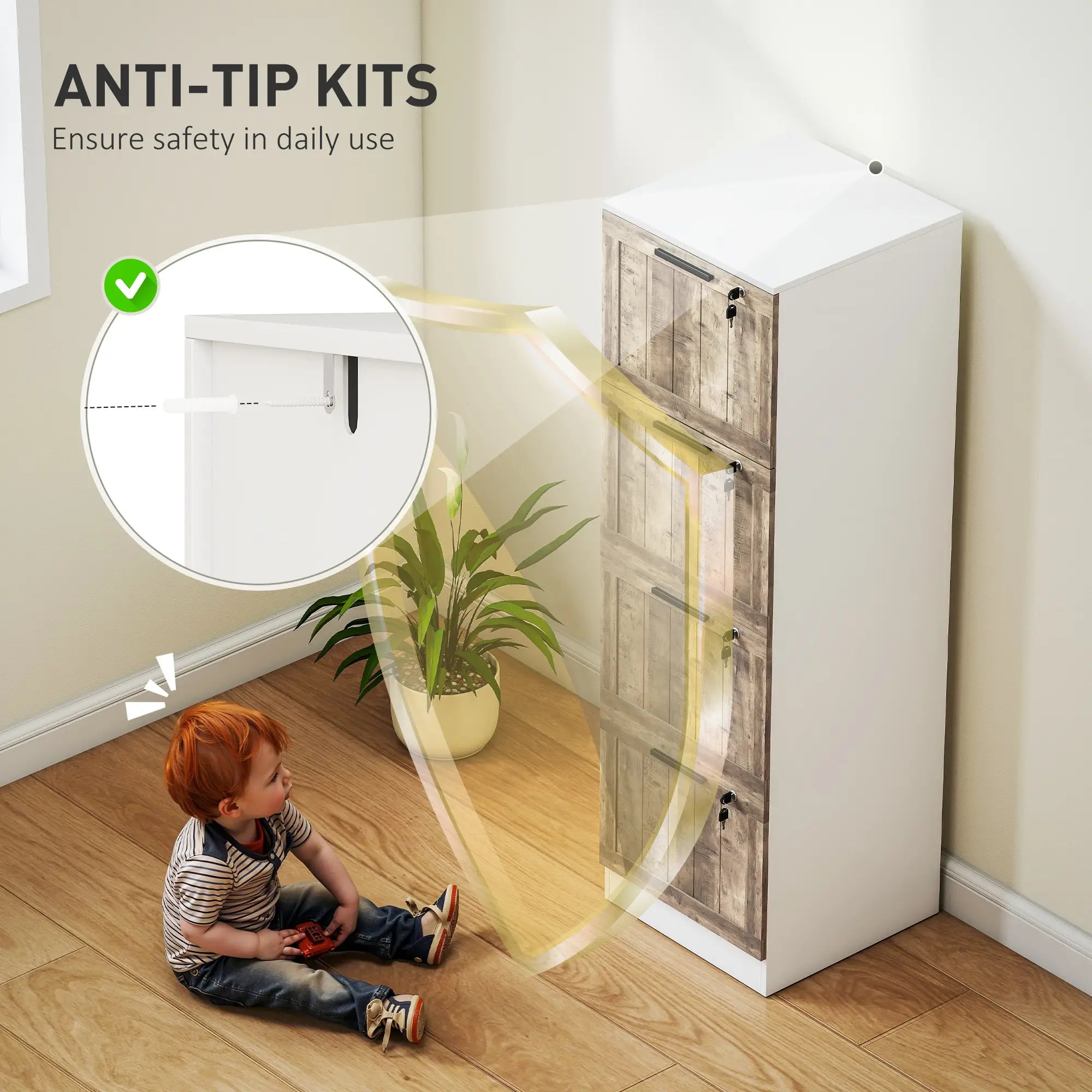 4 Drawer Filing Cabinet, Farmhouse Style, Adjustable Hanging Rails, White Office Cabinets & Cupboards at Gallery Canada