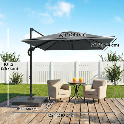 8' x 8' Offset Cantilever Patio Umbrella, UPF50+, 360° Rotation, Dark Grey Offset Cantilever Umbrellas at Gallery Canada