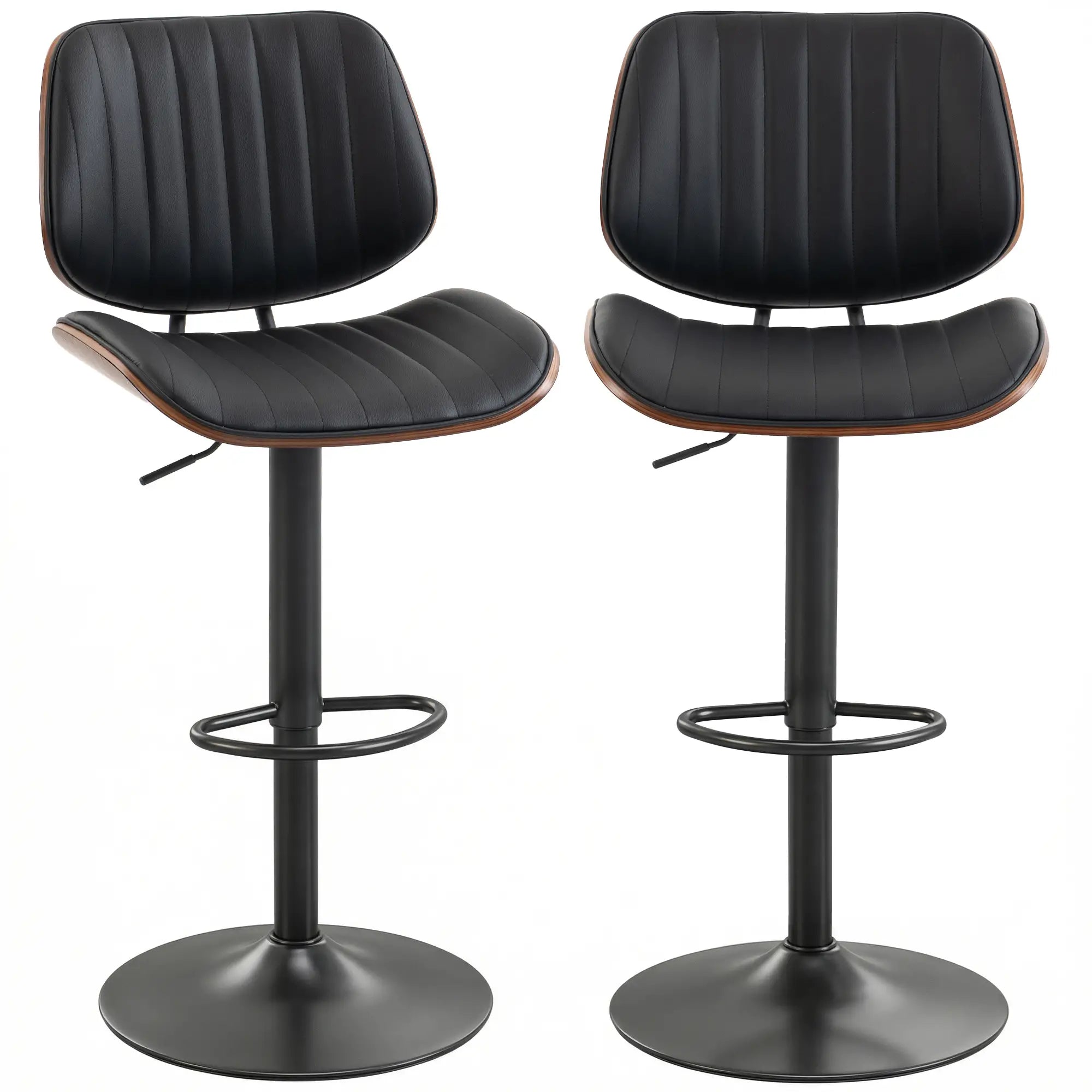 Swivel Bar Stools Set of 2, Counter Height, Adjustable, Black Bar Stools Black at Gallery Canada