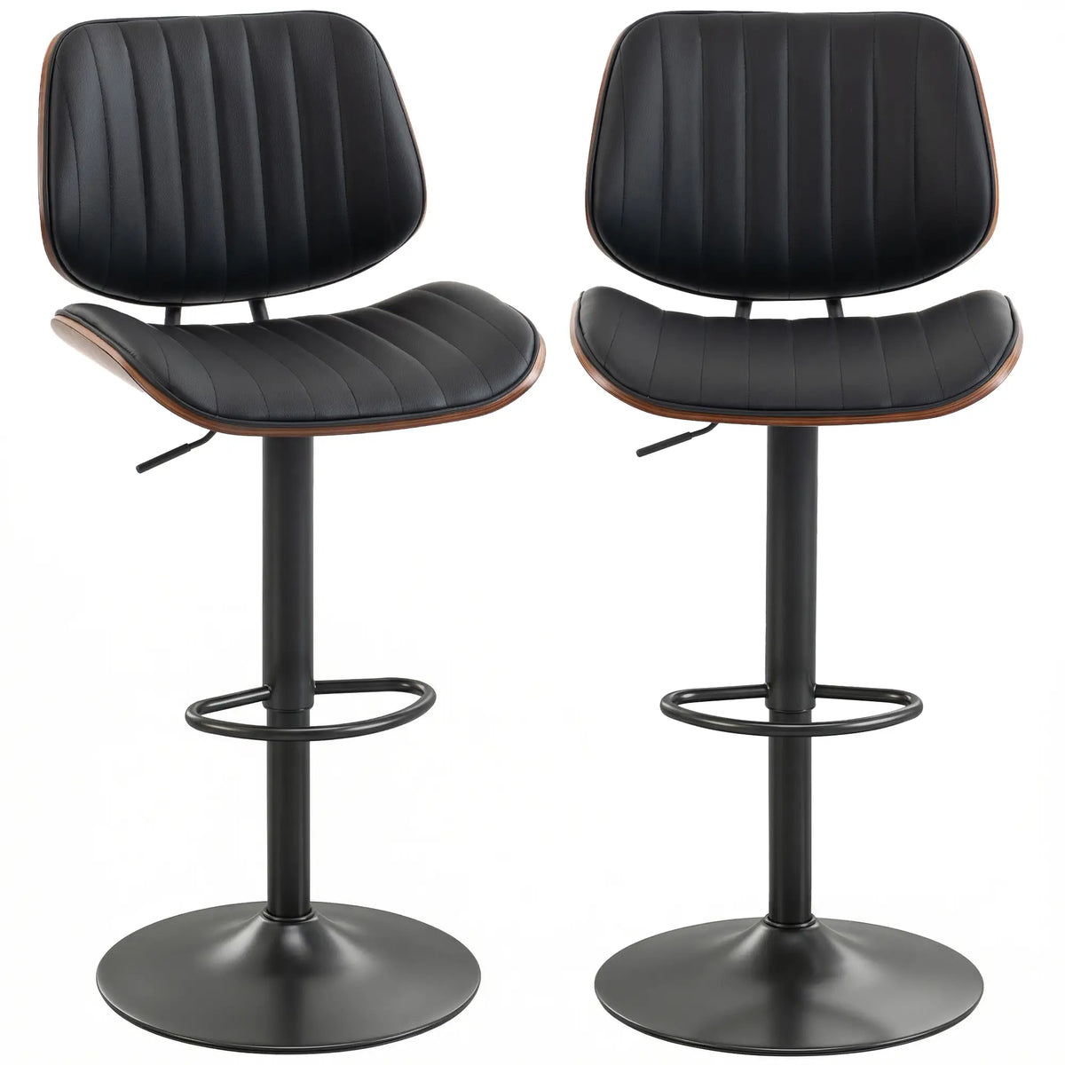 Swivel Bar Stools Set of 2, Counter Height, Adjustable, Black Bar Stools Black at Gallery Canada