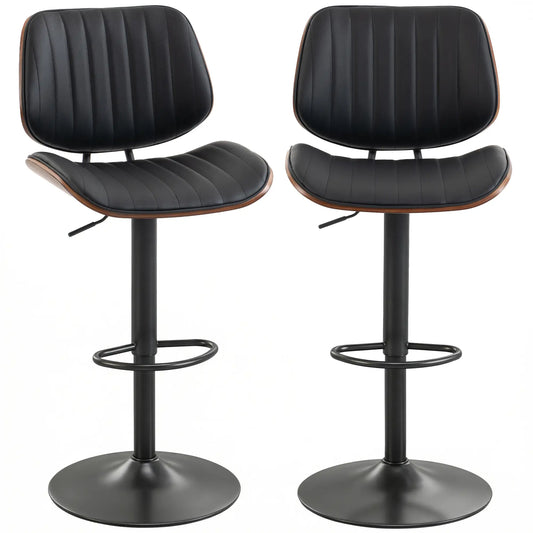 Swivel Bar Stools Set of 2, Counter Height, Adjustable, Black Bar Stools Black at Gallery Canada
