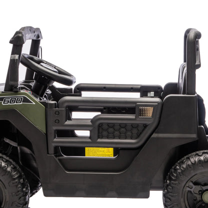 24V 4WD Kids Ride On Truck, 6 Wheels, 2 Seater, Remote, Dump Bed, Green Electric Toy Cars at Gallery Canada
