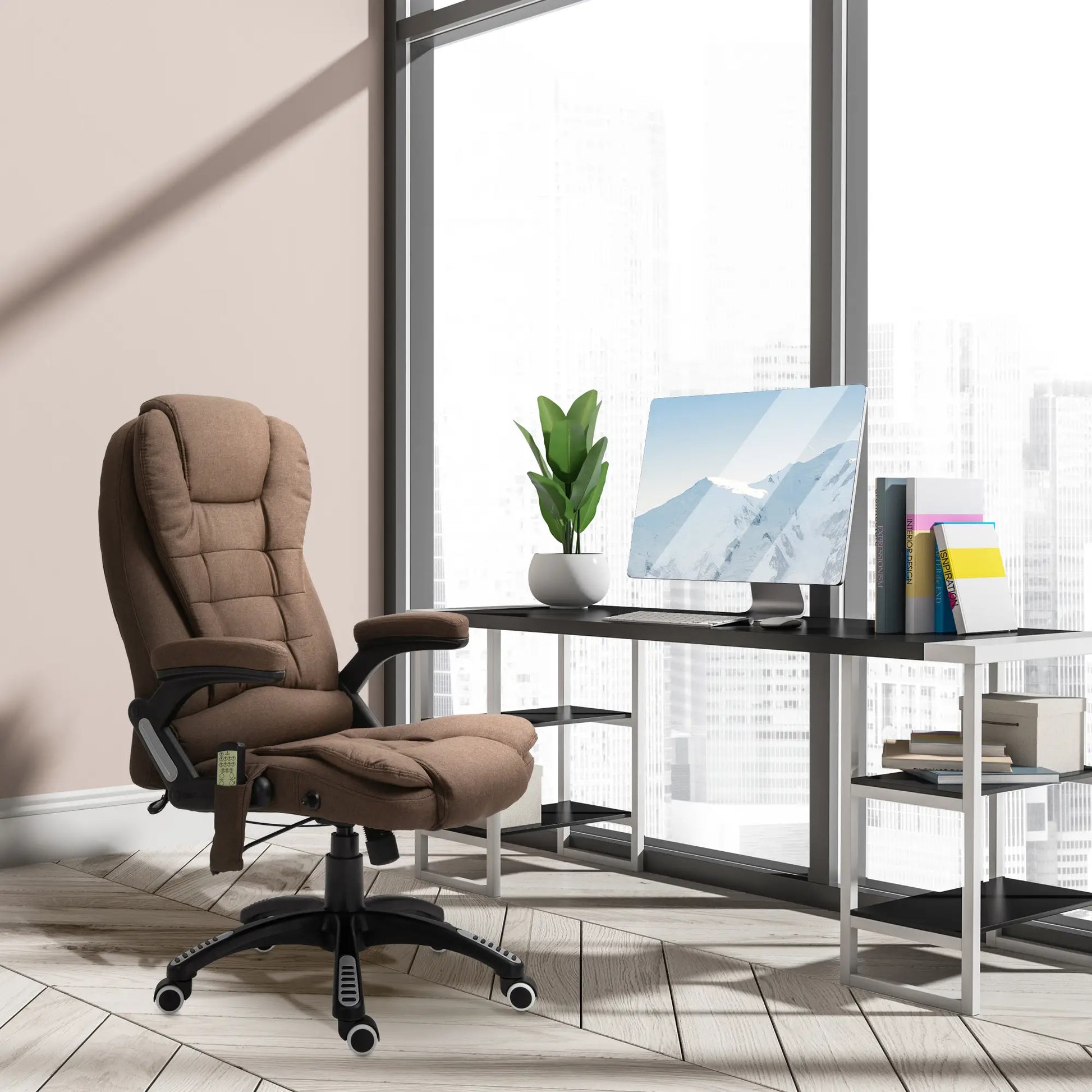 Reclining Massage Office Chair, High Back, Swivel Wheels, Brown Massage Chairs at Gallery Canada