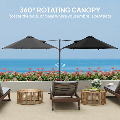 8.5FT Offset Patio Umbrella, 360° Rotation, Φ100.8" x 96.5"H, Black Offset Cantilever Umbrellas at Gallery Canada