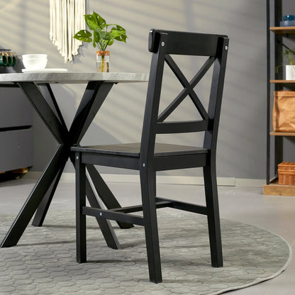 Farmhouse Wooden Dining Chairs, Set of 4, Cross Back, Black Bar Stools at Gallery Canada