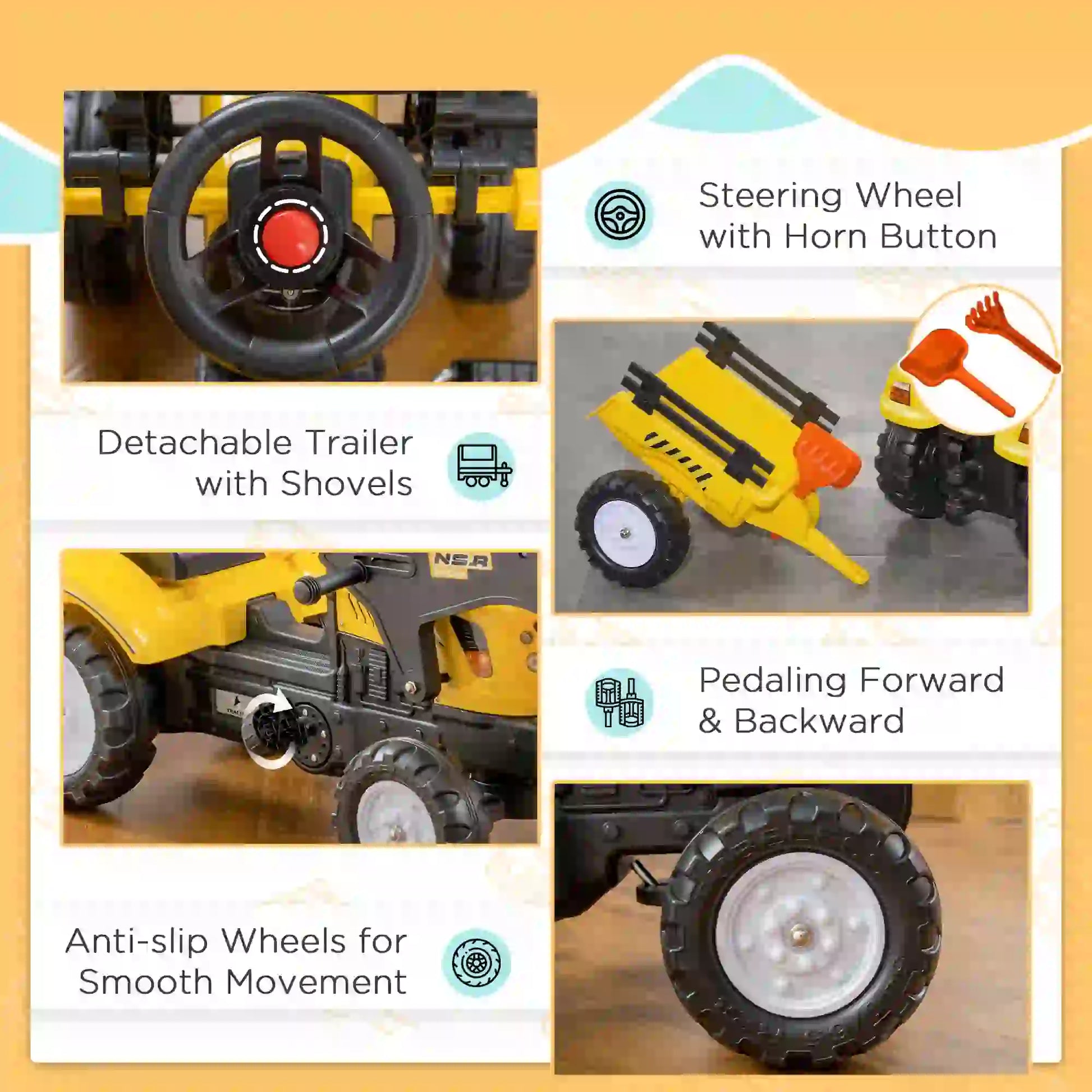 Front Loader Excavator Ride On Toy, 6 Wheels, Controllable Bucket, Yellow Toy Excavators at Gallery Canada