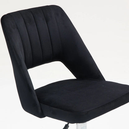 Mid Back Office Chair, Velvet Fabric, Swivel, Scallop Shape, Black Office Chairs at Gallery Canada