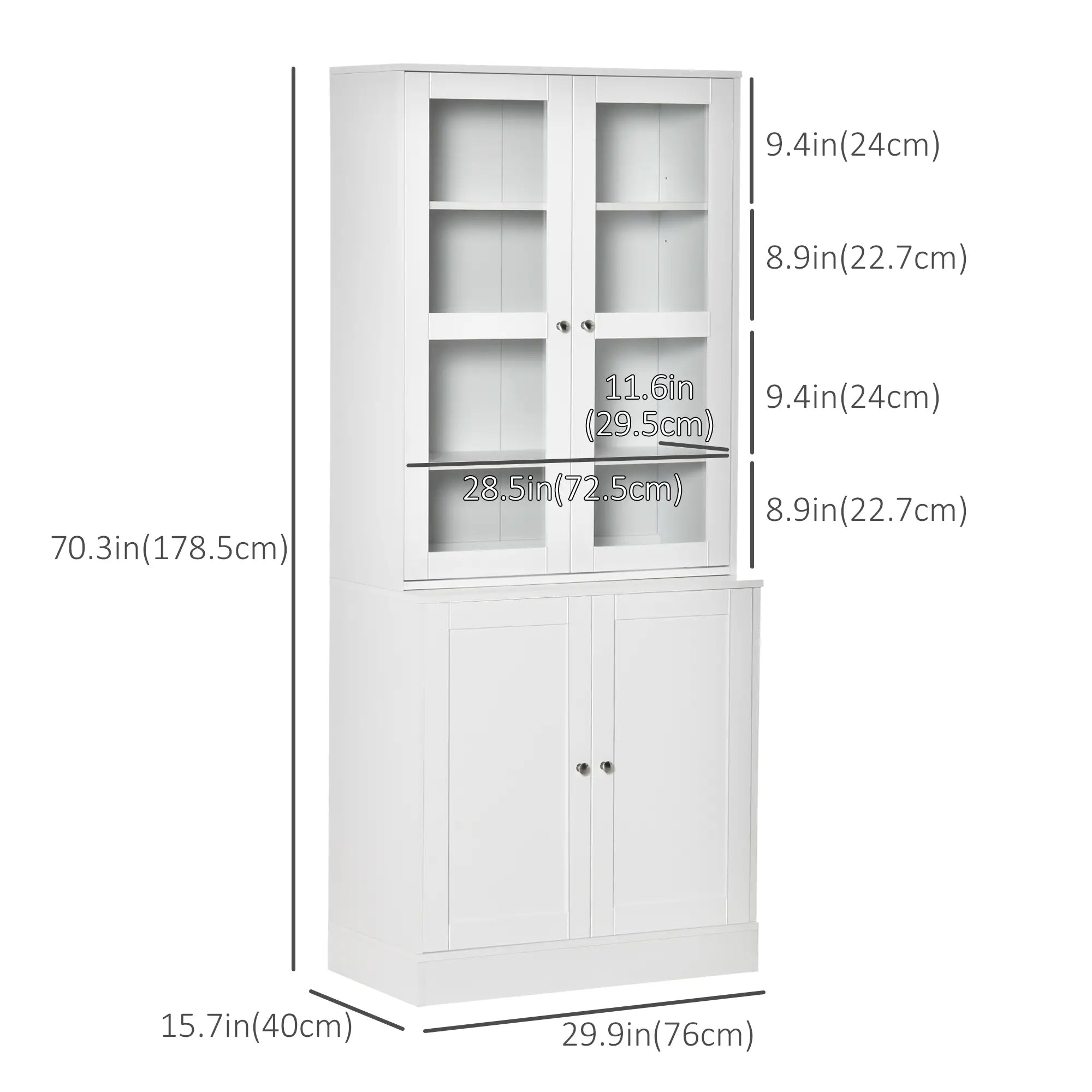 Modern Bookcase Storage Cabinet with Doors, 2 Adjustable Shelves, White White Bookshelves at Gallery Canada