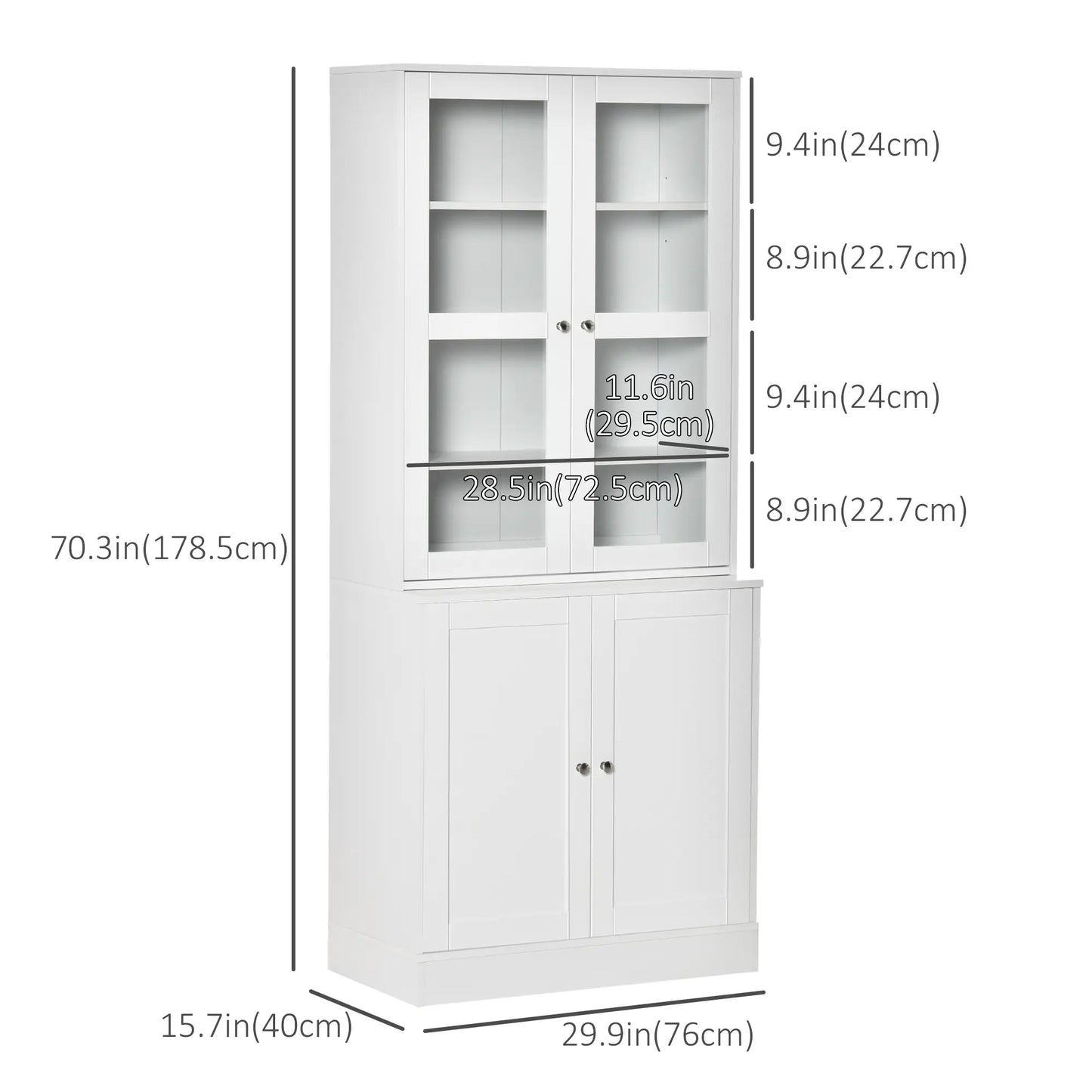 Modern Bookcase Storage Cabinet with Doors, 2 Adjustable Shelves, White White Bookshelves at Gallery Canada