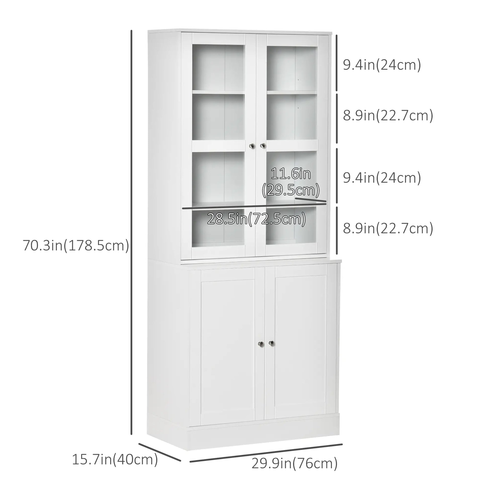 Modern Bookcase Storage Cabinet with Doors, 2 Adjustable Shelves, White White Bookshelves at Gallery Canada