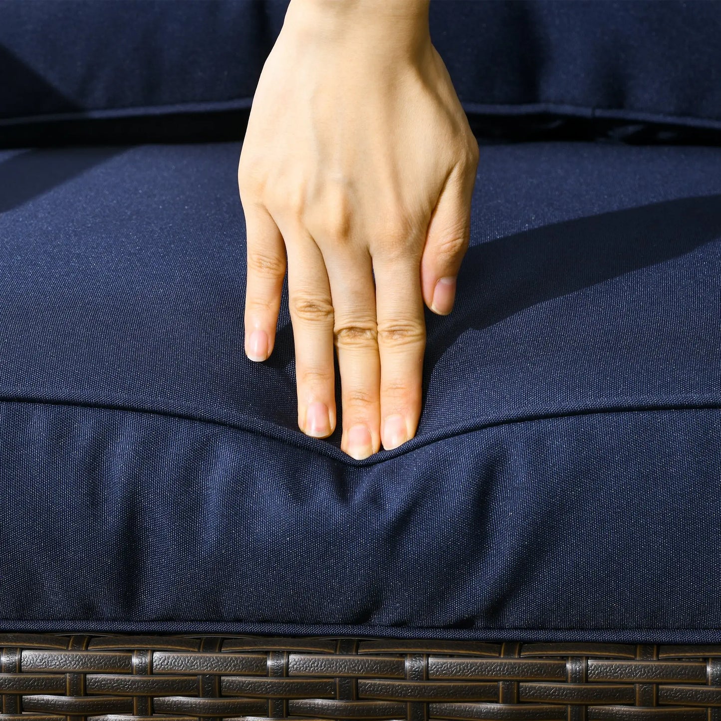 4 Pcs PE Rattan Wicker Sofa Set, Outdoor Conversation Furniture, Navy Blue Patio Furniture Sets at Gallery Canada