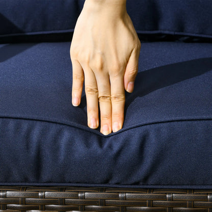 4 Pcs PE Rattan Wicker Sofa Set, Outdoor Conversation Furniture, Navy Blue Patio Furniture Sets at Gallery Canada