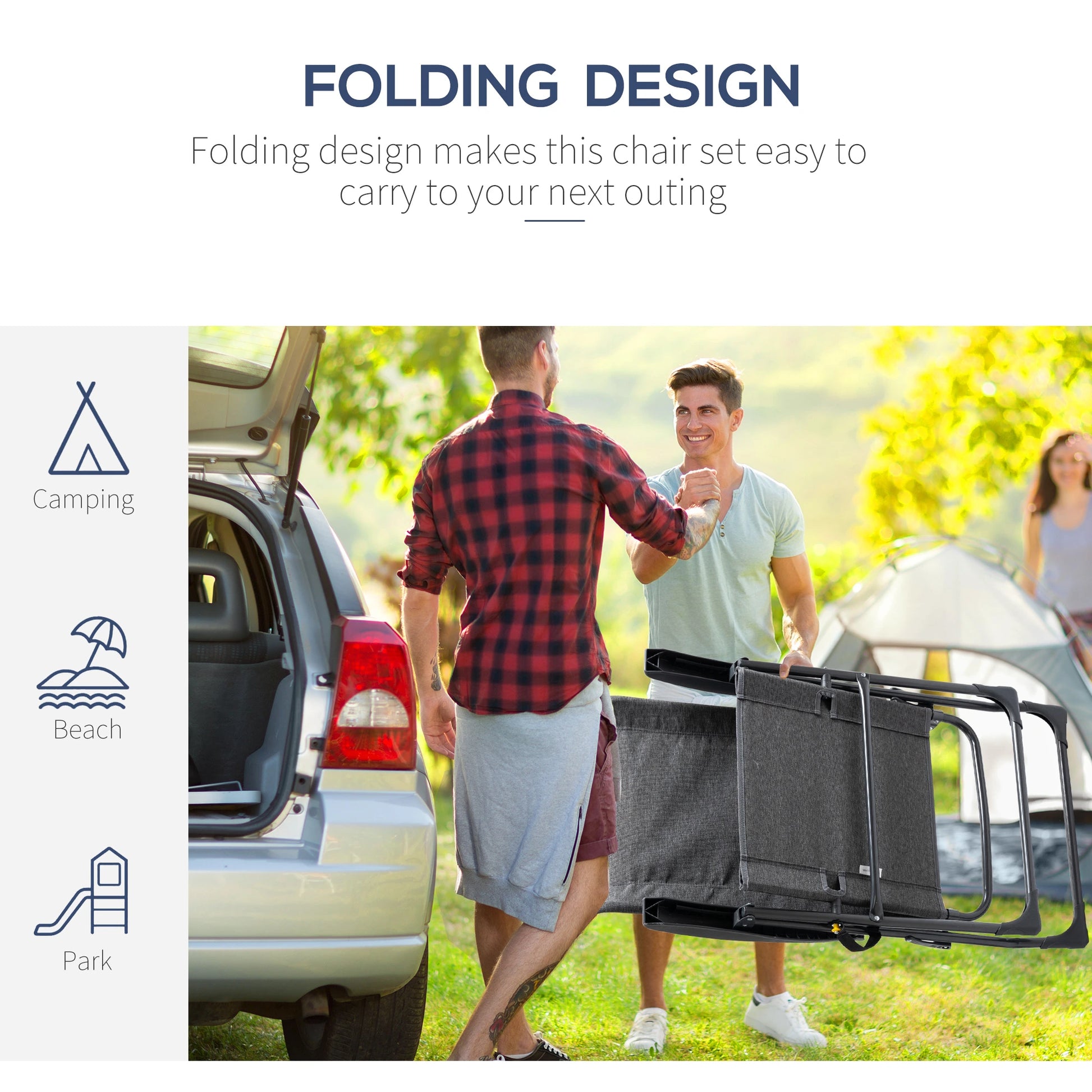 Outdoor Lounge Chair, Recliner with Footrest, Storage Pocket, Black Grey Lounger Chairs at Gallery Canada