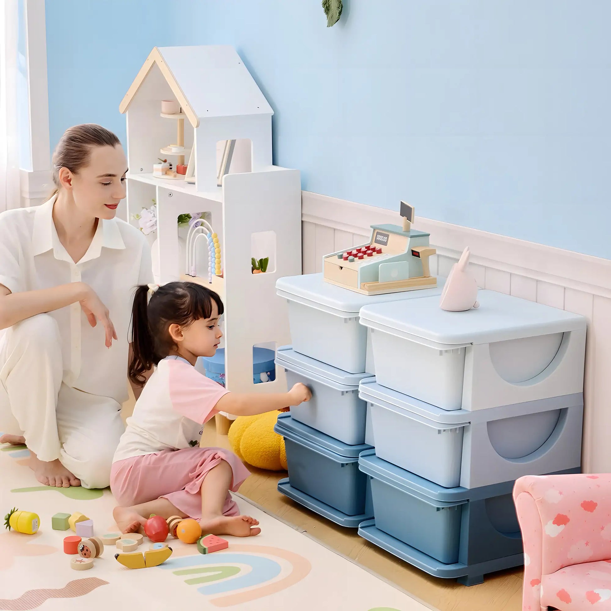 3 Tier Kids Toy Organizer, 6 Plastic Drawers, Blue Baby & Kids Storage at Gallery Canada