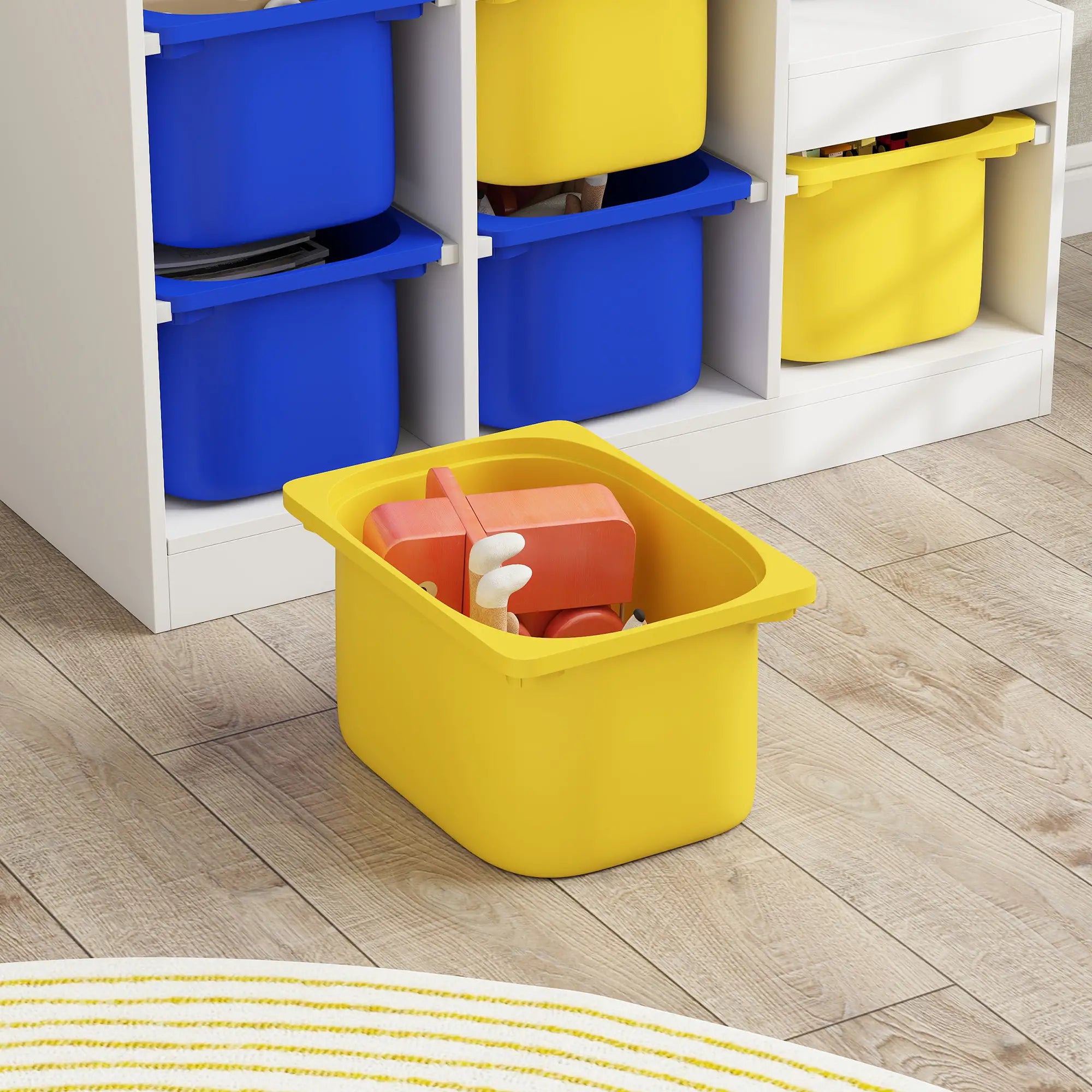 3 Layer Toy Storage Organizer Kids Bookshelf, 6 Plastic Bins, Yellow, Blue Baby & Kids Storage at Gallery Canada