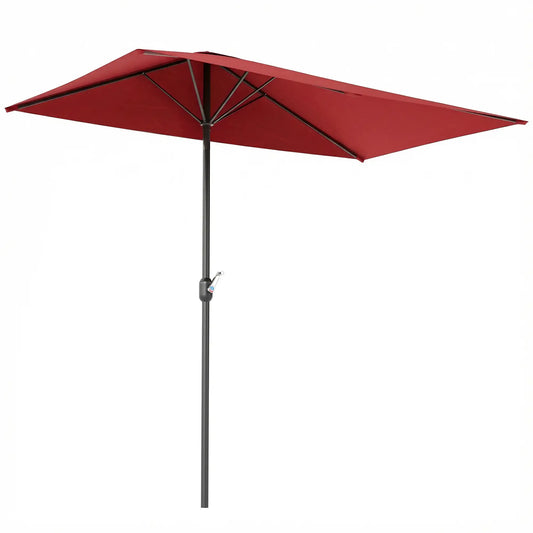 8Ft Half Round Umbrella, Outdoor Patio Balcony Sun Shade w/5 Ribs Half Round Umbrellas Wine Red at Gallery Canada