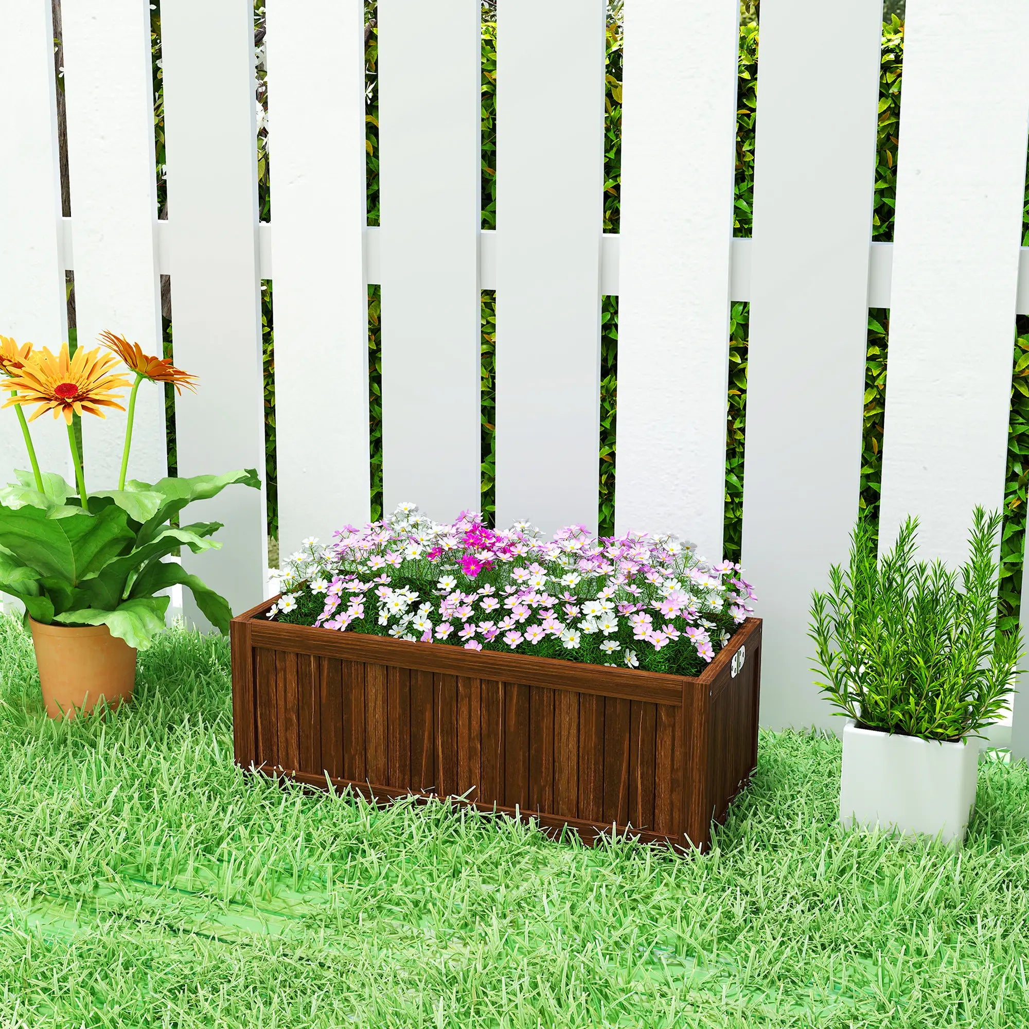 Foldable Elevated Planter Box, Wooden Raised Garden Bed, Carbonized Wooden Planter Boxes at Gallery Canada