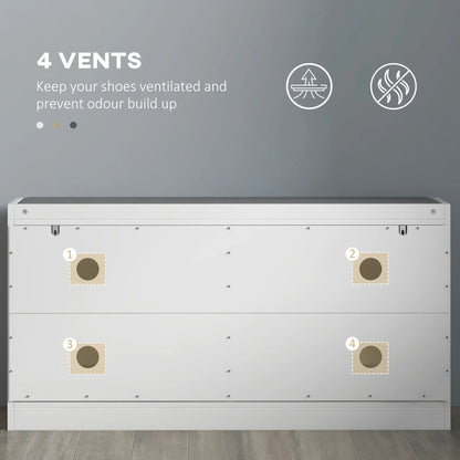 Shoe Storage with Seat, Upholstered Hallway Bench, Shoe Bench with 2 Flip Drawers and 4 Vents for 8 Pairs of Shoes Shoe Storage Cabinets & Racks at Gallery Canada
