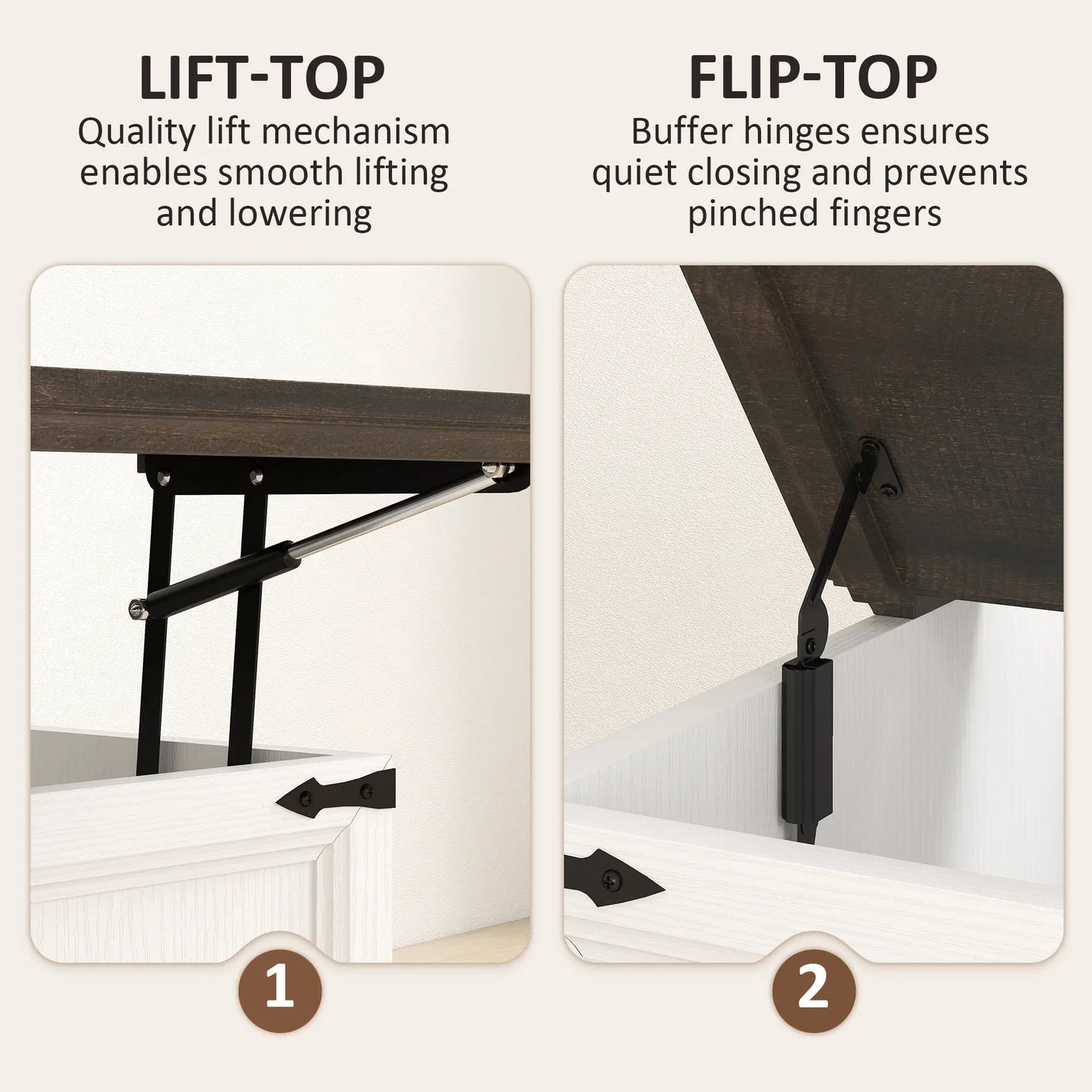 Lift Top Coffee Table, Square Farmhouse Center Table, White Wood Grain, White Coffee Tables at Gallery Canada