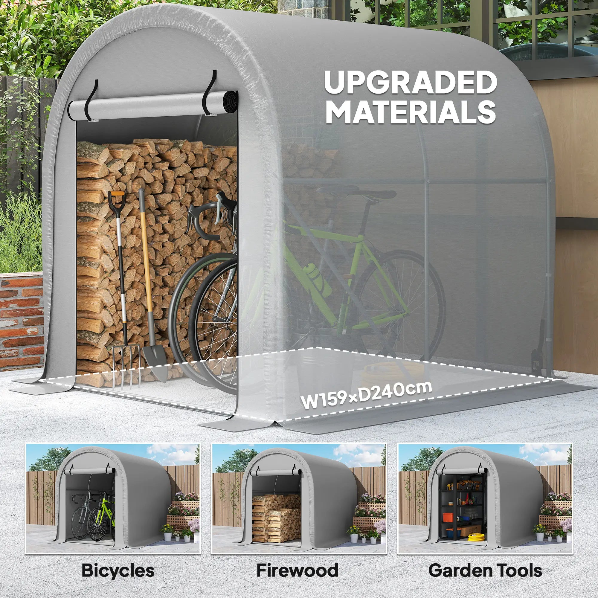 8' x 5' Portable Shed, Water-Resistant Bike Tent with Roll-up Zipper Door Portable Shed at Gallery Canada