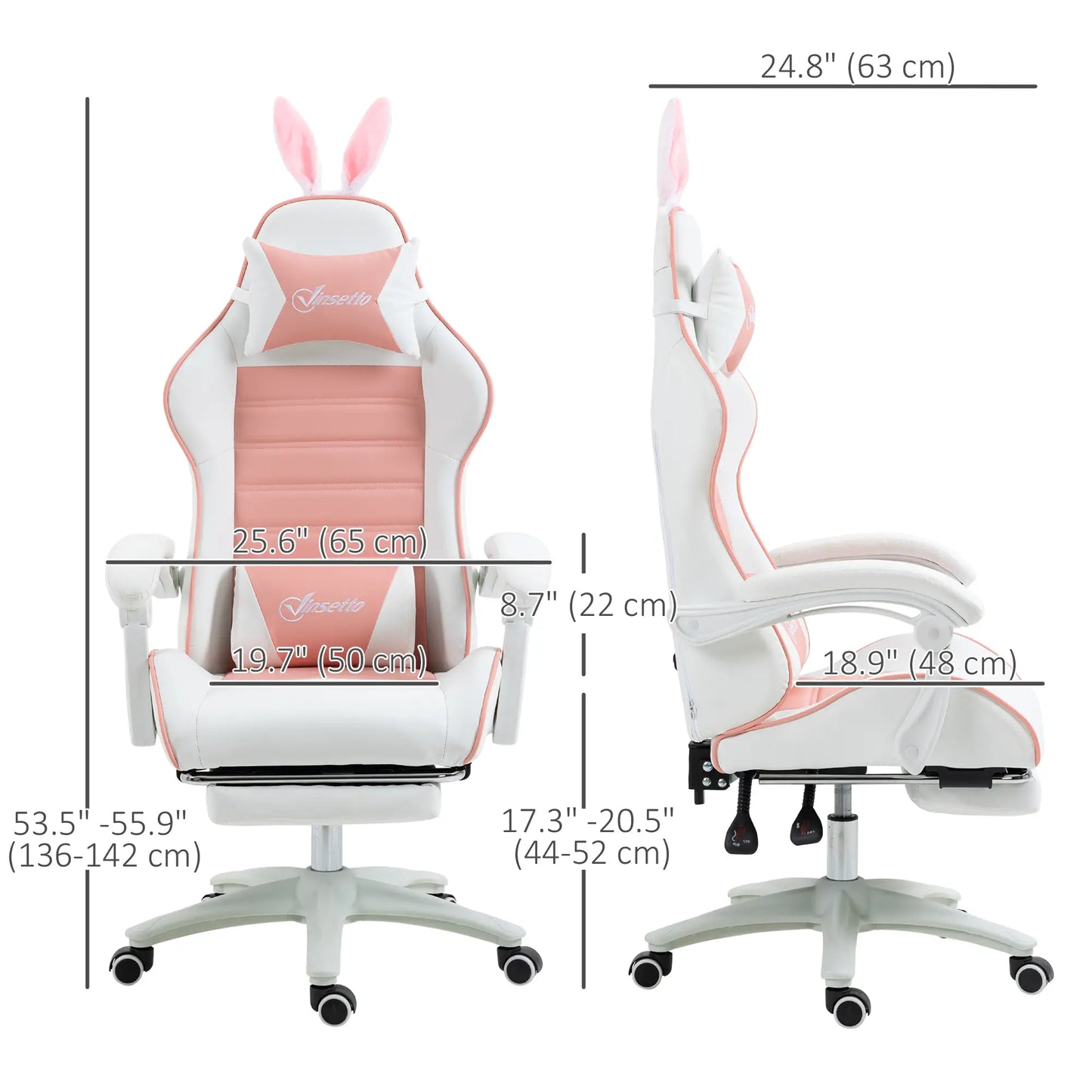 Racing Gamer Chair, PU Leather with Footrest, Headrest, Lumbar Support, Pink Video Game Chairs at Gallery Canada
