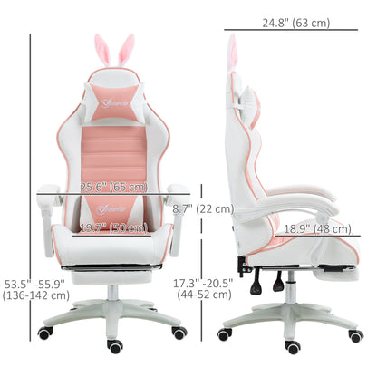 Racing Gamer Chair, PU Leather with Footrest, Headrest, Lumbar Support, Pink Video Game Chairs at Gallery Canada