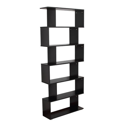 Wooden S Shape Bookcase, 6 Shelves, Storage Display, Home Office Display Bookshelves at Gallery Canada