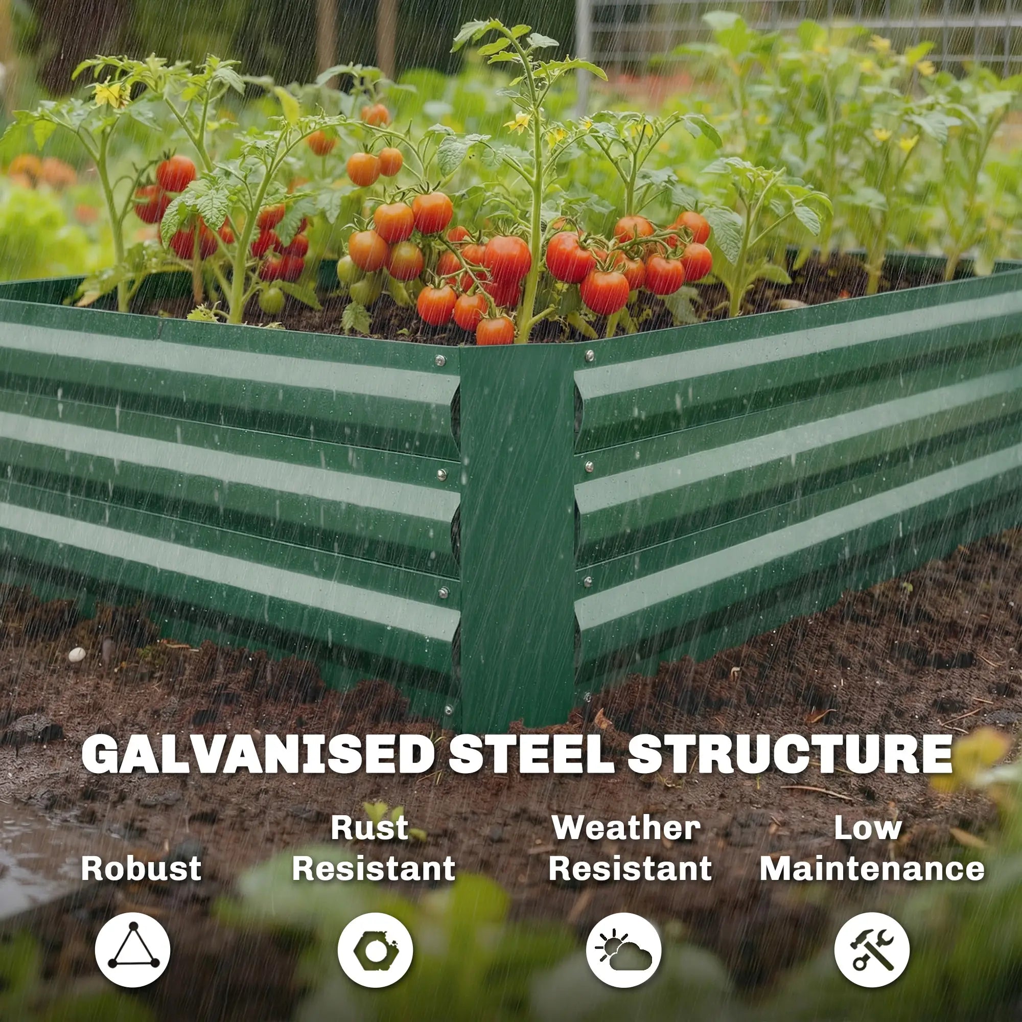 Galvanized Raised Garden Bed With Trellis, Outdoor Planter Box, Green Galvanized Planter Boxes at Gallery Canada