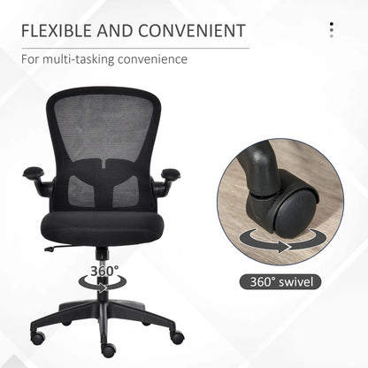 Mesh Office Chair, Swivel Desk Chair, Lumbar Support, Adjustable Height, Flip-Up Arm, Black Office Chairs at Gallery Canada