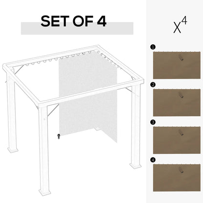 4-Panel Gazebo Curtains, Privacy Sidewall for 10' x 13' Canopy, Dark Brown