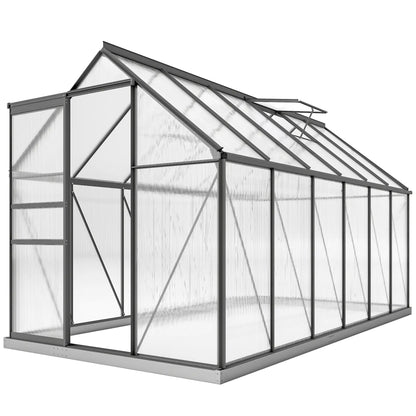 6' x 12' x 6.5' Polycarbonate Greenhouse, Walk-in, Adjustable Roof Vent, Sliding Door, Charcoal Grey Walk In Greenhouses at Gallery Canada