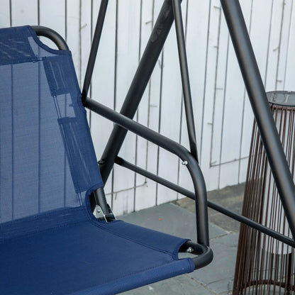 3-Seater Outdoor Swing, Adjustable Canopy, Dark Blue Porch Swings with Canopy at Gallery Canada