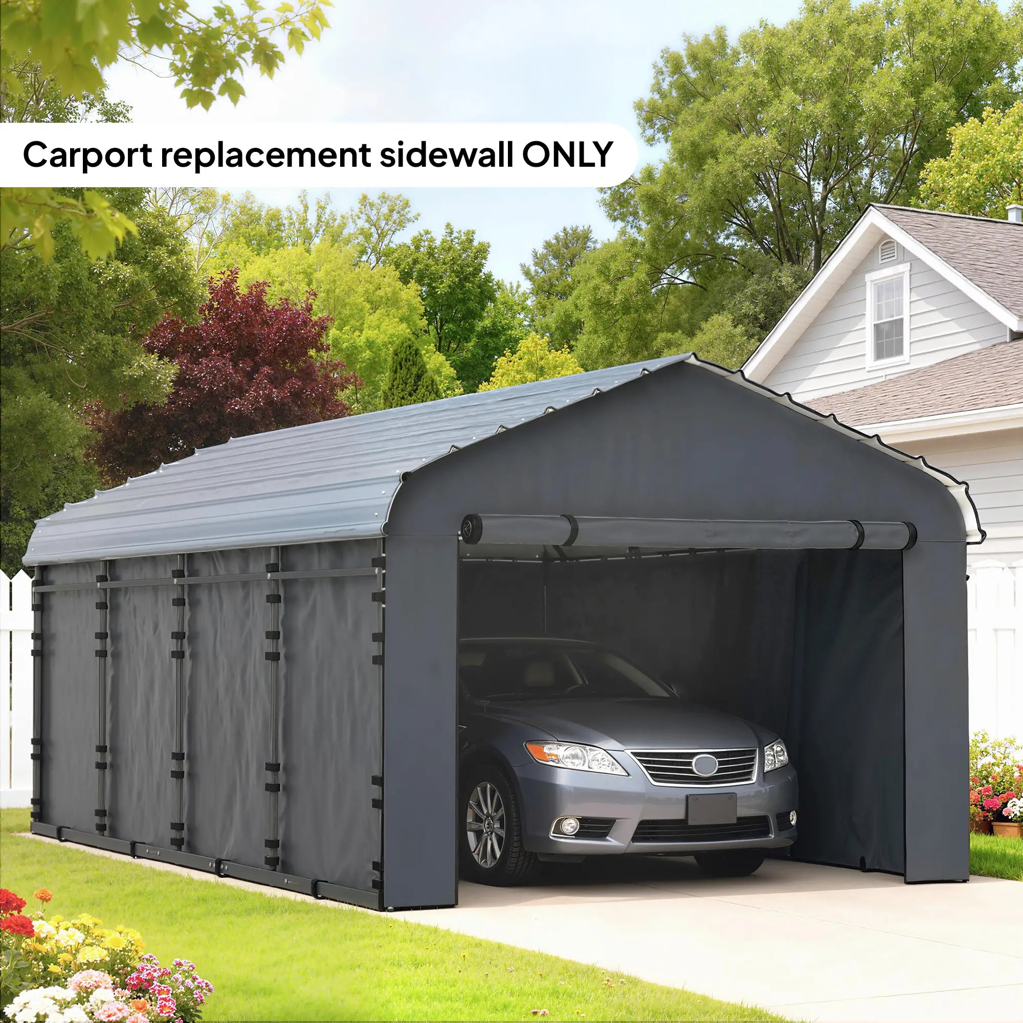 Replacement Canopy Cover, 10' x 15', Waterproof Carport Shelter, Dark Grey Car Shelters at Gallery Canada