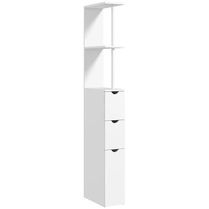 Tall Narrow Bathroom Storage Cabinet, Drawers and Open Shelves, White Bathroom Cabinets at Gallery Canada