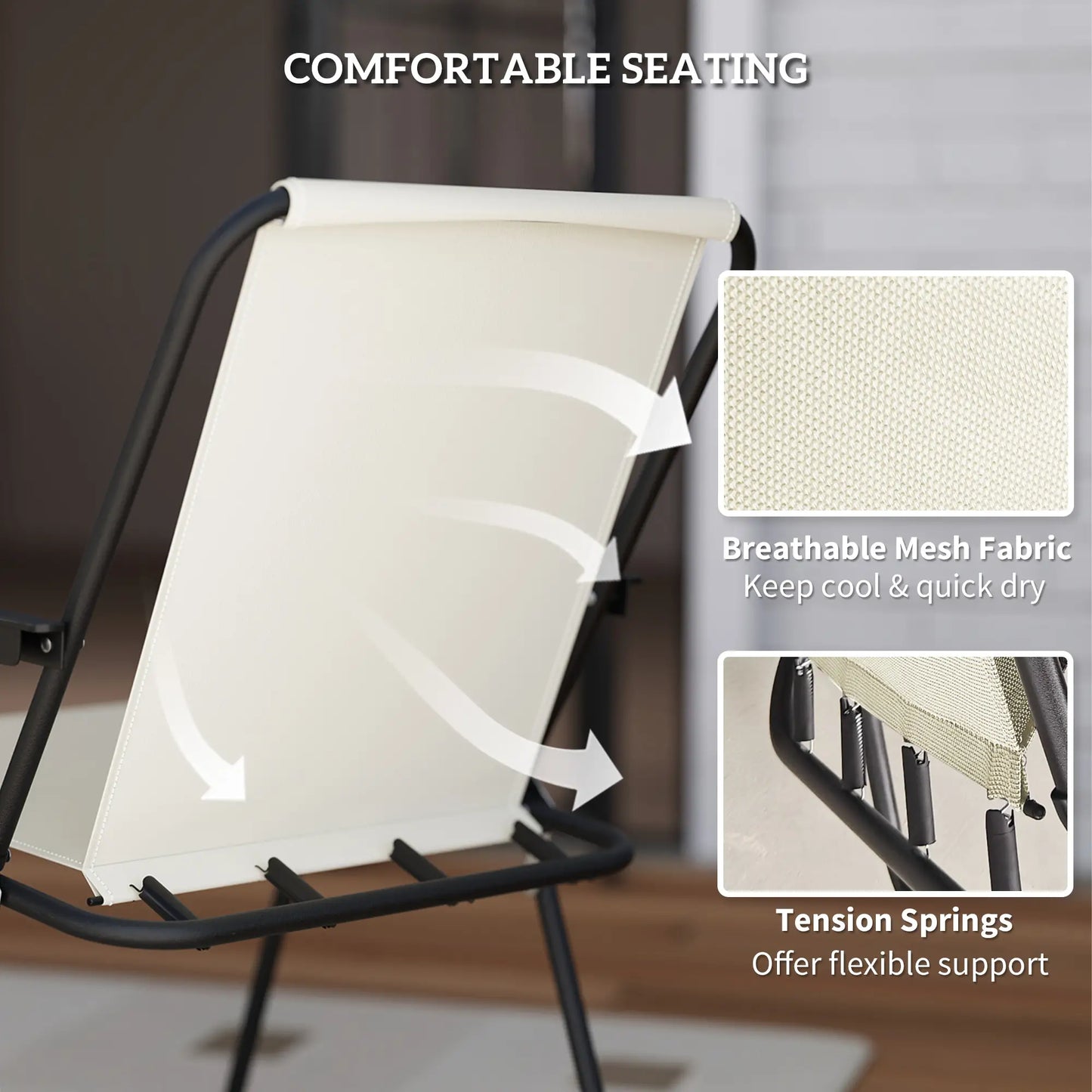 6 Piece Patio Dining Set, Glass Table, Folding Chairs, Cream White Outdoor Dining Sets at Gallery Canada