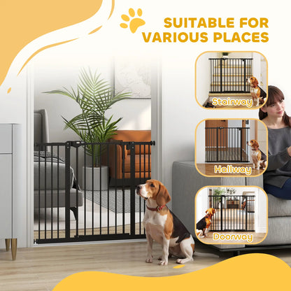 30 Inch Tall Pet Gate with Door, Includes Extensions Kit, Black Houses, Kennels & Pens at Gallery Canada