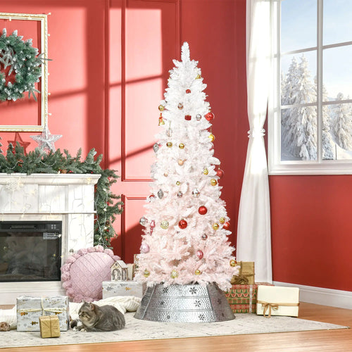 5ft Artificial Christmas Tree, Pine Realistic Branches, Auto Open, Pink White