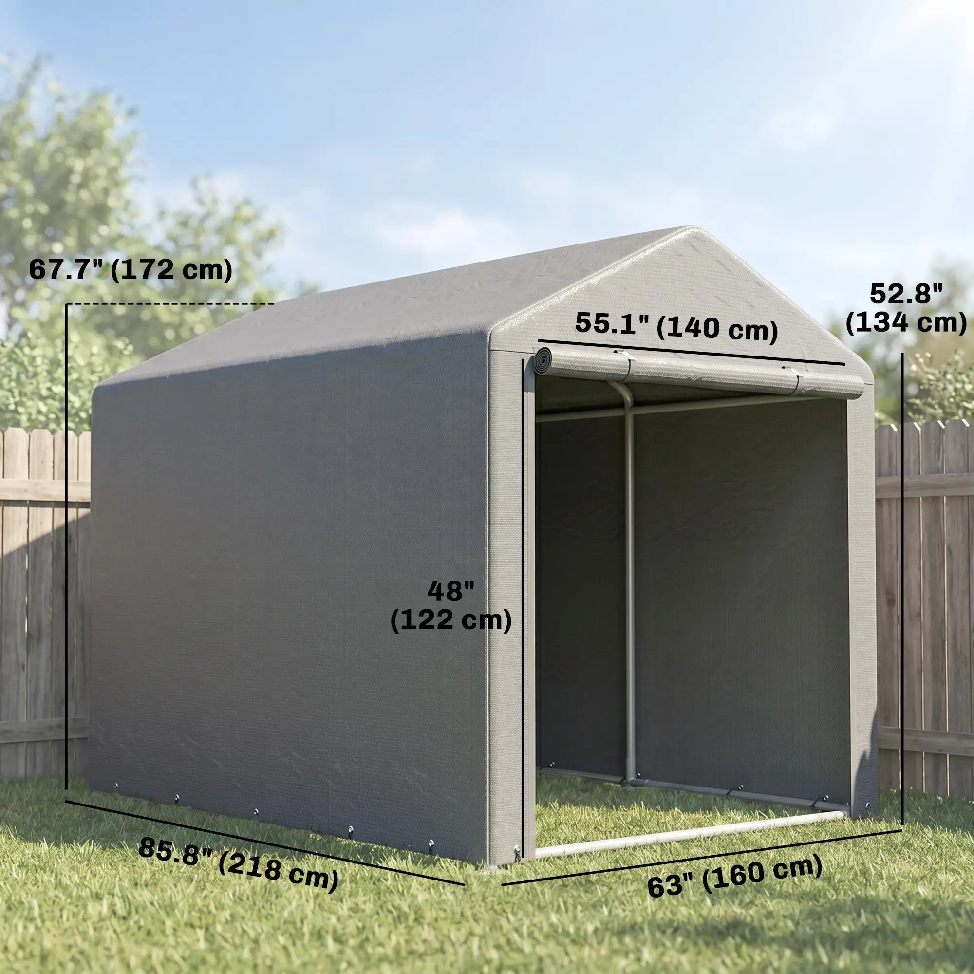 Portable Bicycle Shed, Galvanized Steel Frame, Large Door, Waterproof, Light Grey Sheds at Gallery Canada