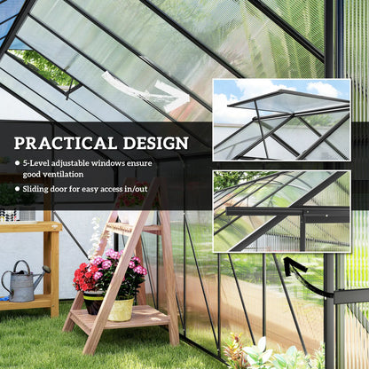 Aluminum Greenhouse Kit, Polycarbonate Walk-In, 16' x 8', Dark Grey Walk In Greenhouses at Gallery Canada