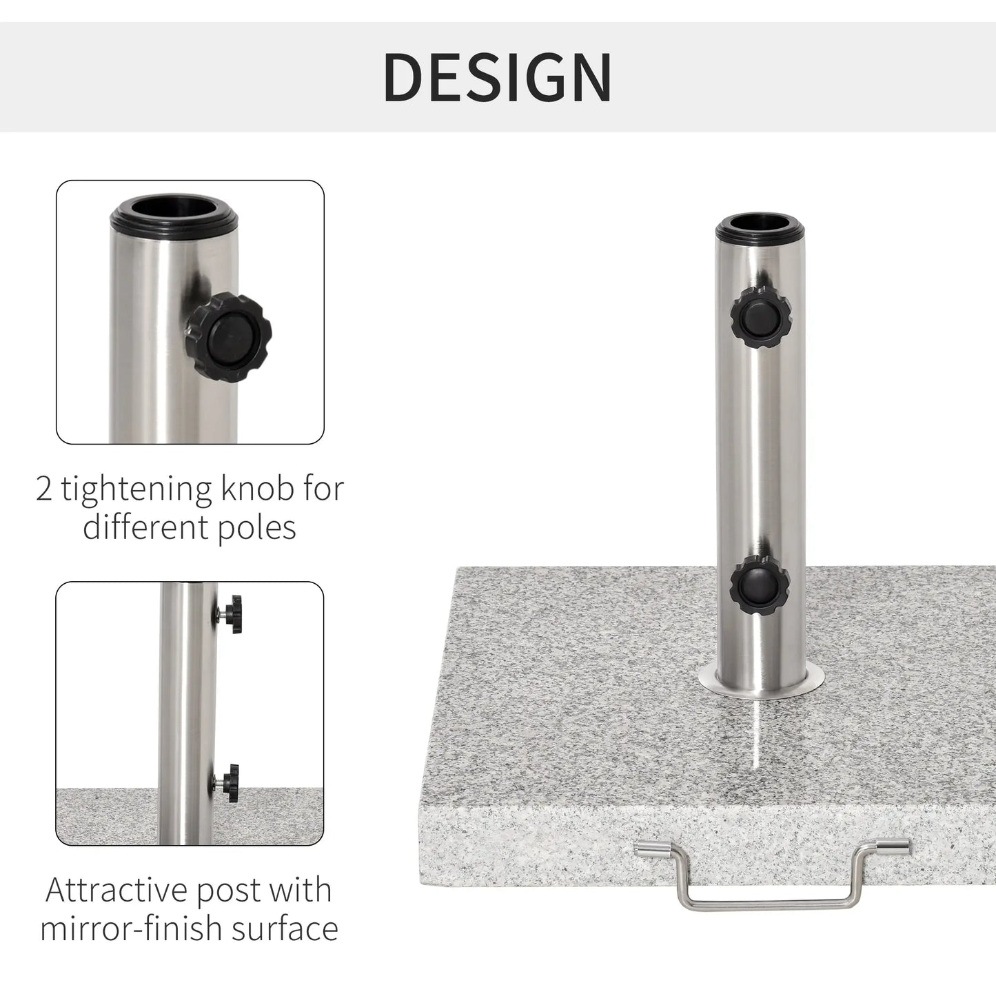 16.5" Marble Umbrella Stand, Heavy Holder Base With Wheels, Grey Umbrella Bases at Gallery Canada