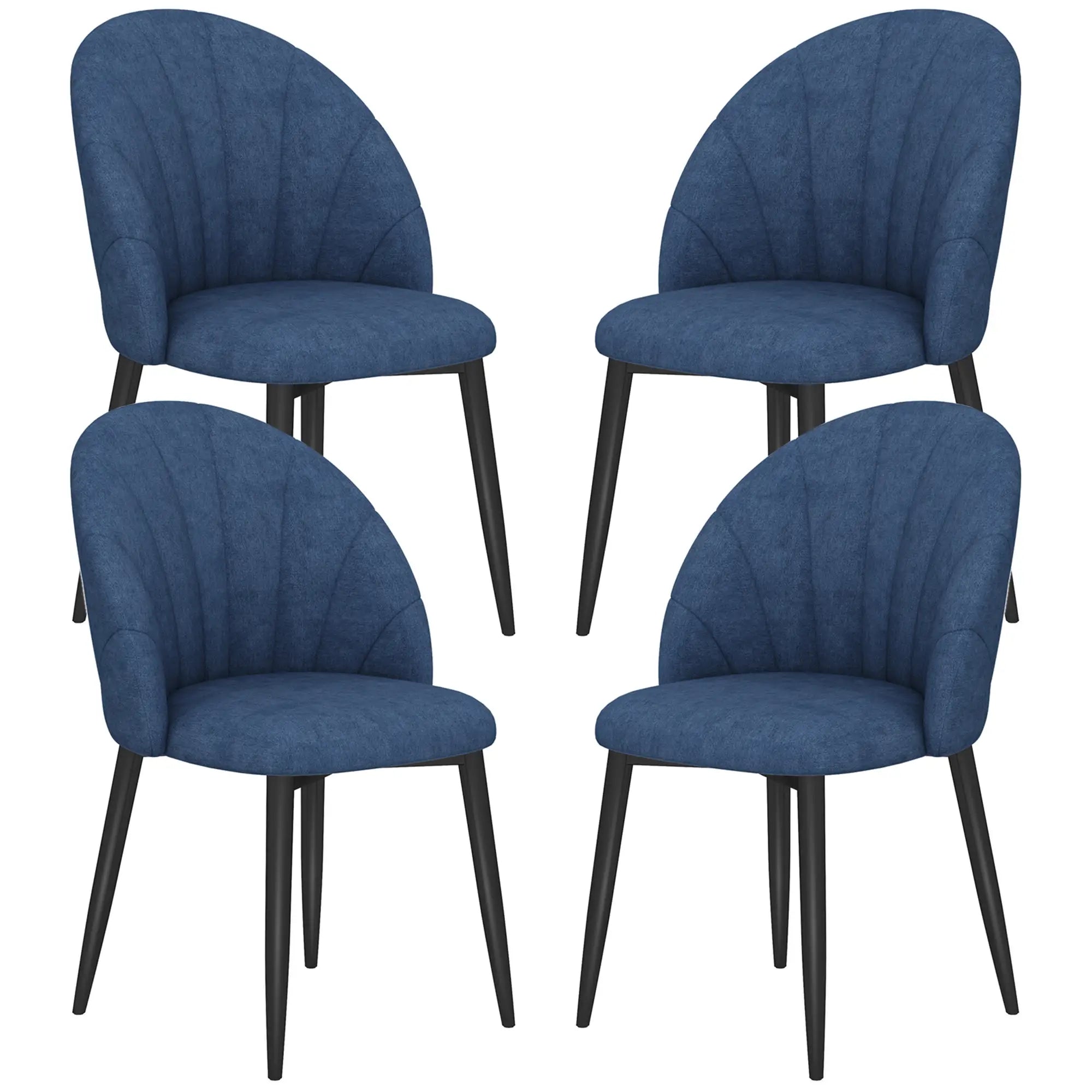 Modern Dining Chairs Set of 4, Upholstered, Metal Legs, Blue Dining Chairs Blue, Black at Gallery Canada