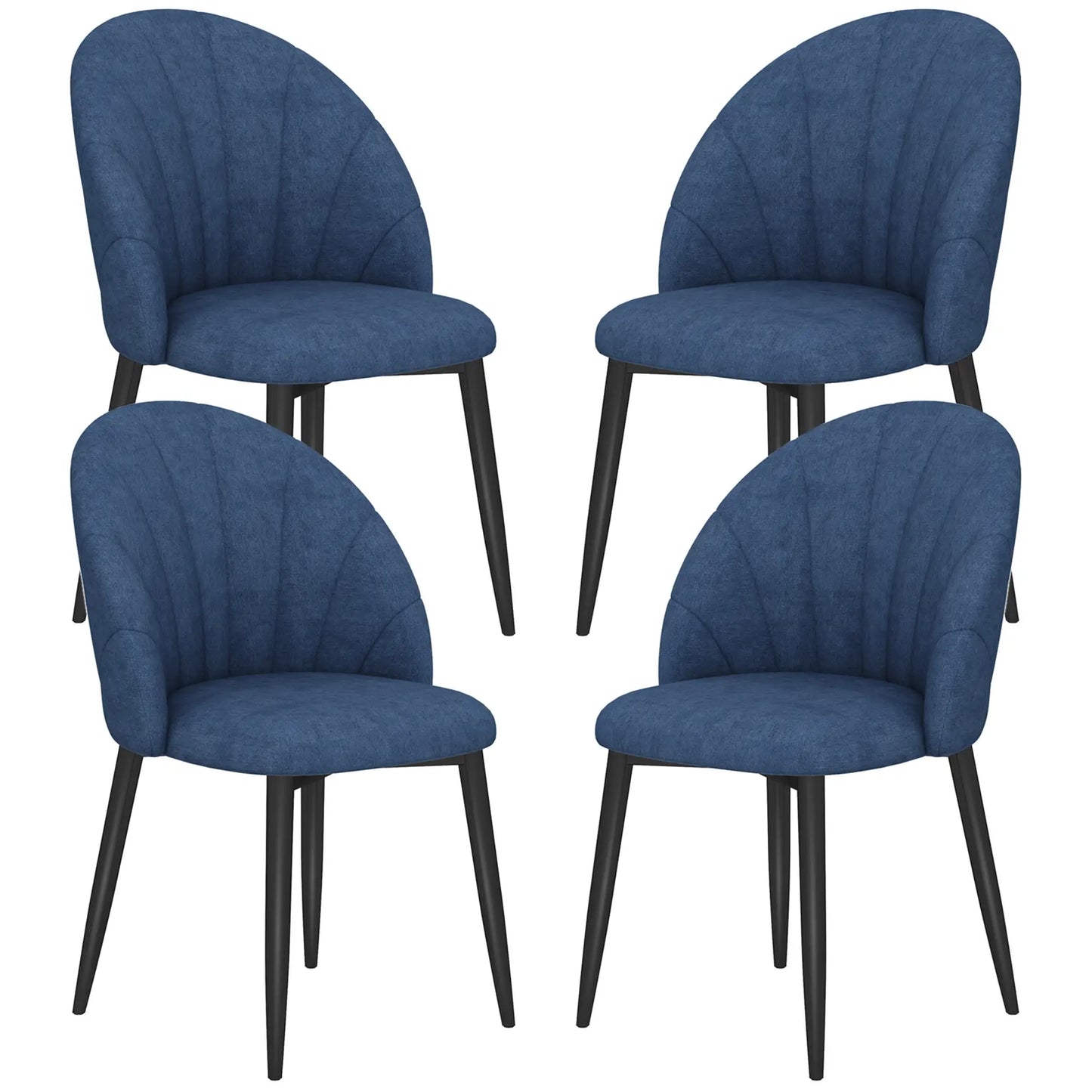 Modern Dining Chairs Set of 4, Upholstered, Metal Legs, Blue Dining Chairs Blue, Black at Gallery Canada