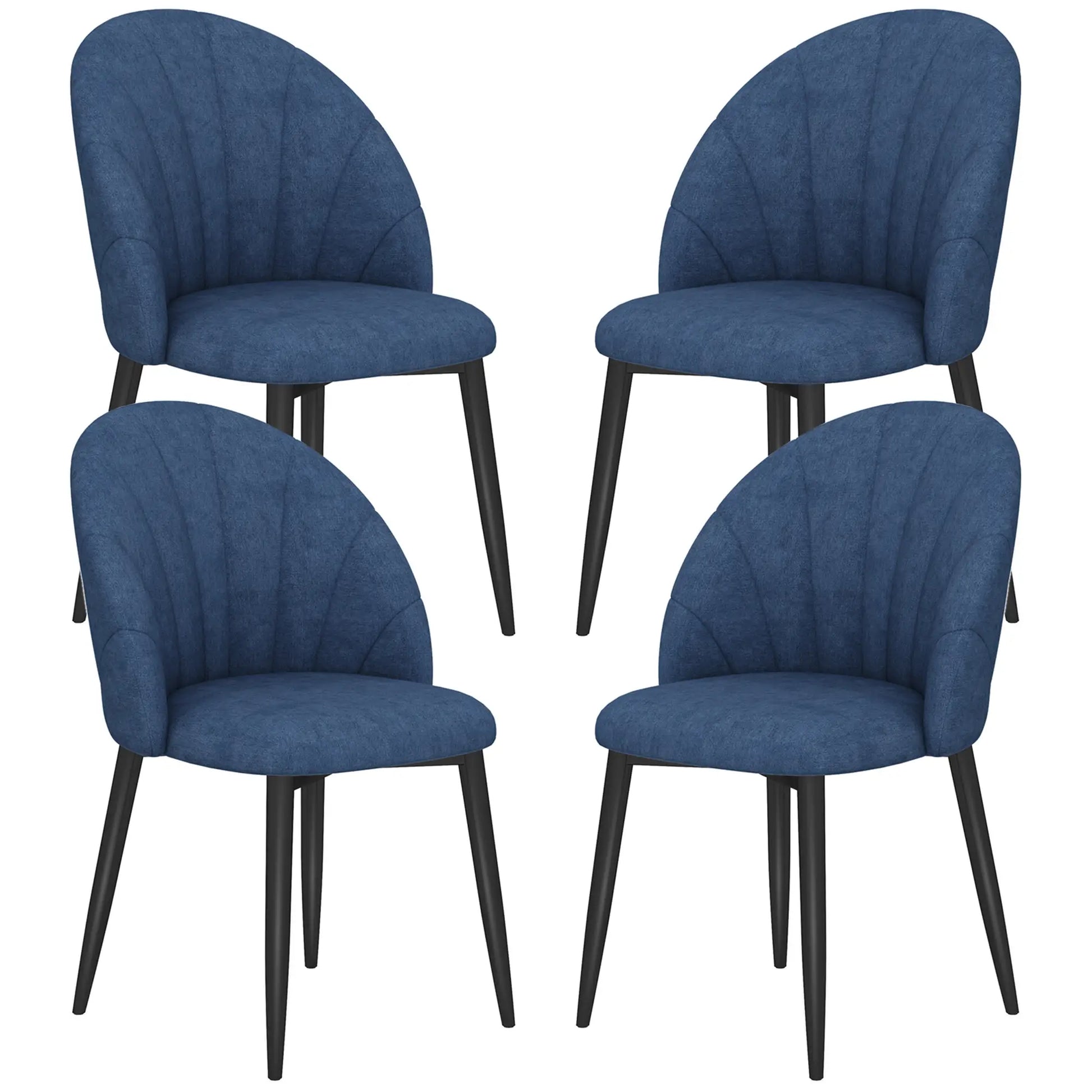Modern Dining Chairs Set of 4, Upholstered, Metal Legs, Blue Dining Chairs Blue, Black at Gallery Canada