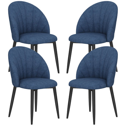 Modern Dining Chairs Set of 4, Upholstered, Metal Legs, Blue Dining Chairs Blue, Black at Gallery Canada