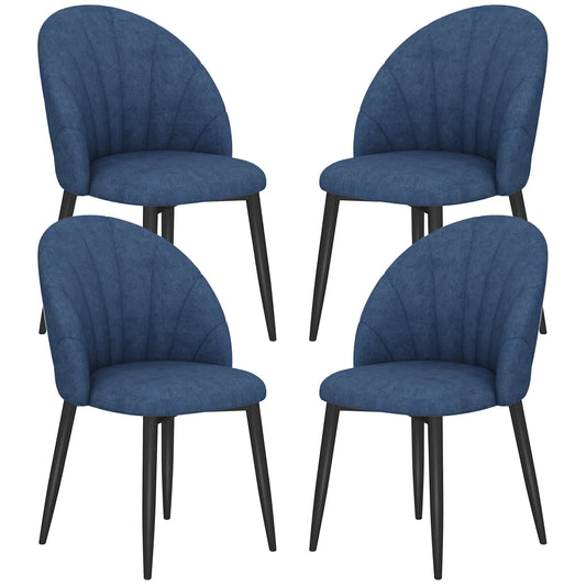 Modern Dining Chairs Set of 4, Upholstered, Metal Legs, Blue Dining Chairs Blue, Black at Gallery Canada