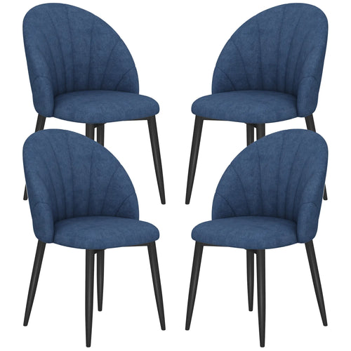 Modern Dining Chairs Set of 4, Upholstered, Metal Legs, Blue