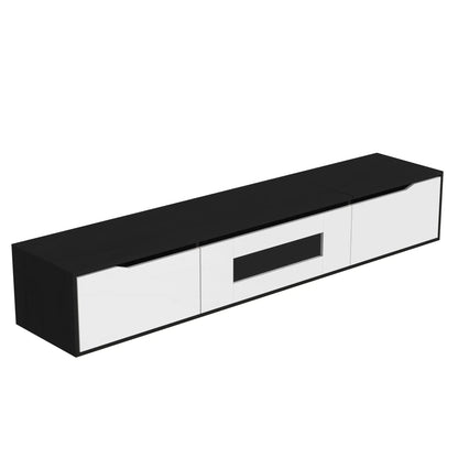 TV Stand With LED Lighting, Mounting Options, 71" L x 12" W x 12" H, Black+White TV Stands at Gallery Canada