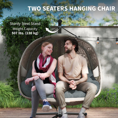 Hanging Egg Chair With Stand, Dark Grey Patio Swings with Stand at Gallery Canada