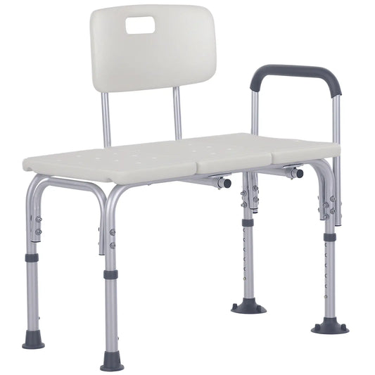 6-Level Adjustable Bath and Shower Transfer Bench Aluminum Chair with Non-Slip Feet, Armrest &; Backrest White Bath Chairs White at Gallery Canada