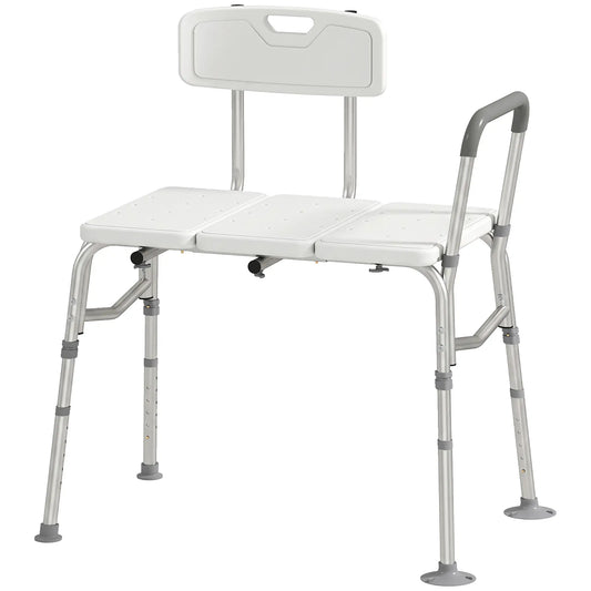 Tub Transfer Bench with Arm, Back, Shower Chair, White Bath Chairs Silver, White, Grey at Gallery Canada